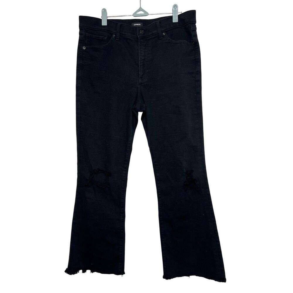 Womens Express Black Bootcut Mid-Rise Jeans Size 12 Dark Wash Denim